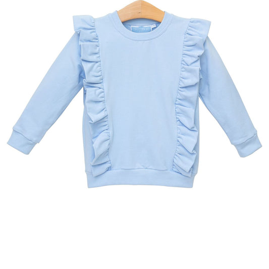 Laura Ruffle Pullover-Light Blue
