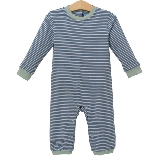 Miller Romper- Blue Stripe/Sage