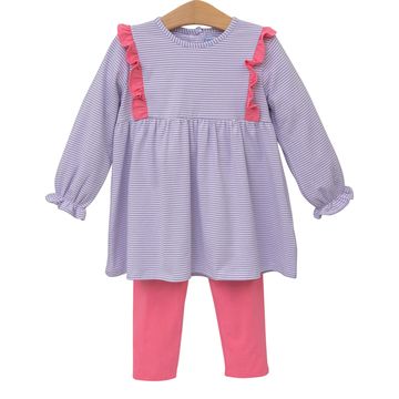 Olivia Pants Set- Lavender Stripe/Pink