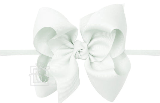 1/4" Nylon Pantyhose Headband W/Bow 4.5" Large, Powder Mint