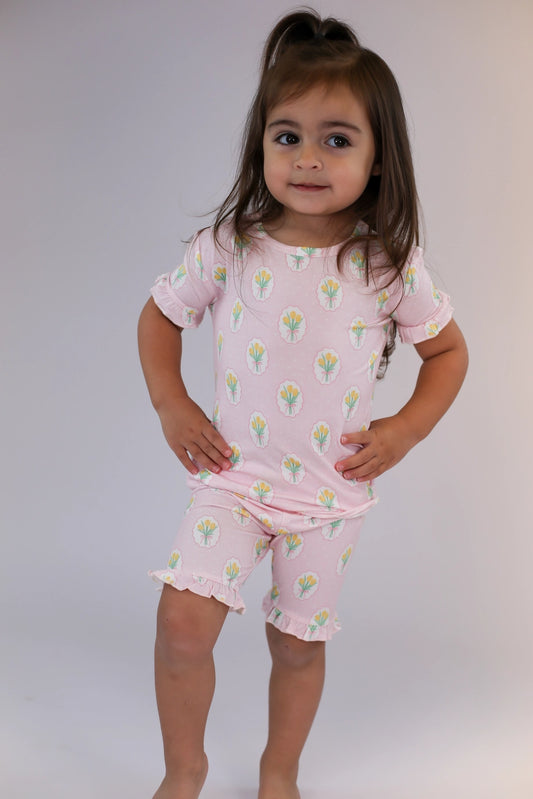 Fancy Tulip 2 Piece Pjs With Ruffle