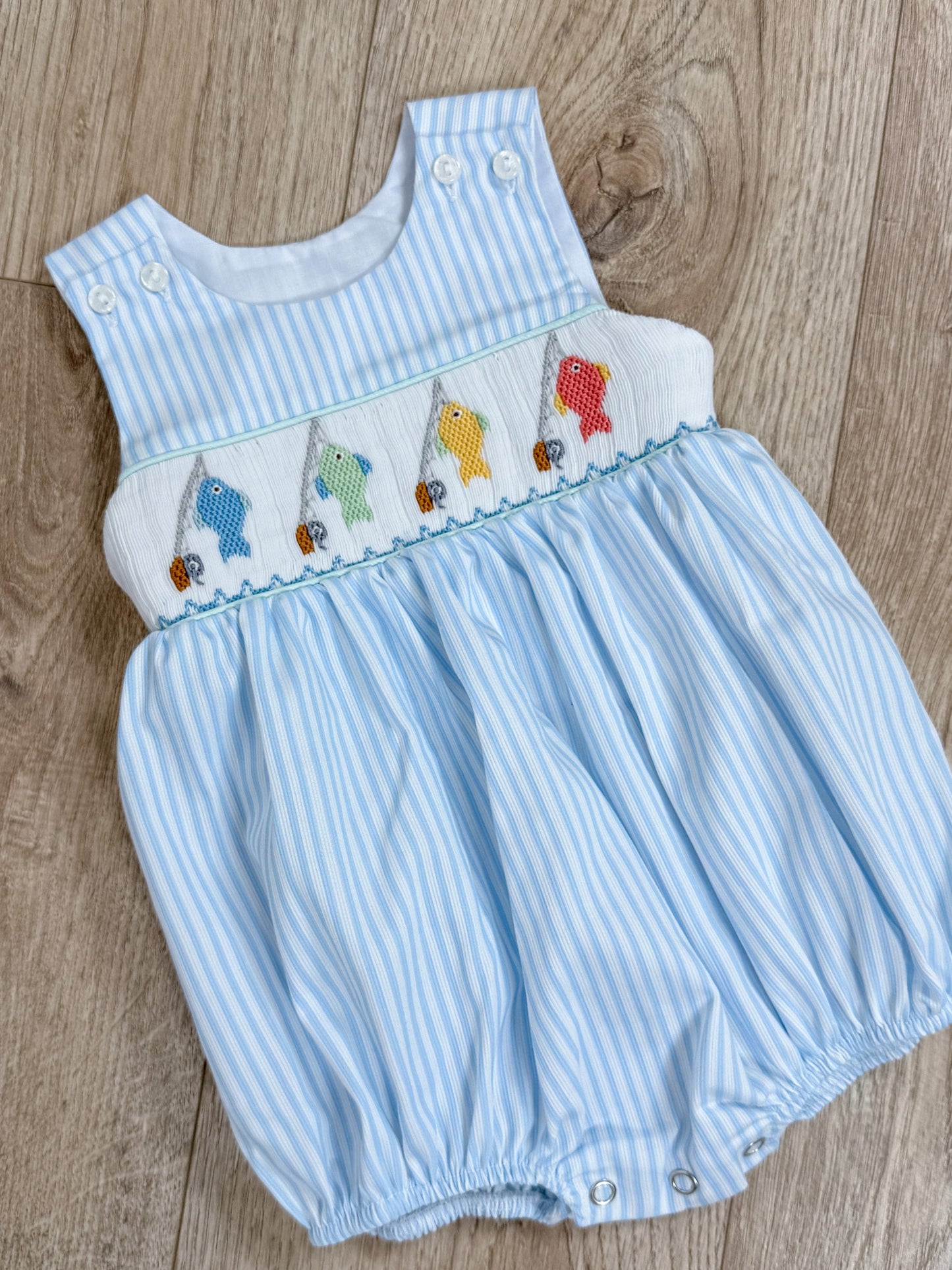 Fish Smocked Boy Bubble