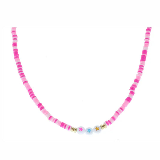 Pink Beaded Star Necklace