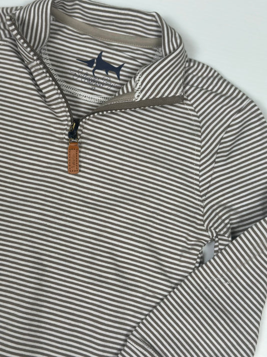 Collins Performance Quarter Zip Khaki Stripe