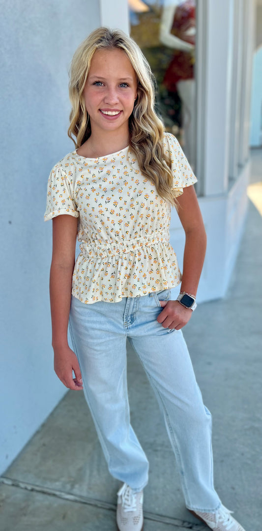 Flutter Sleeve Peplum Top