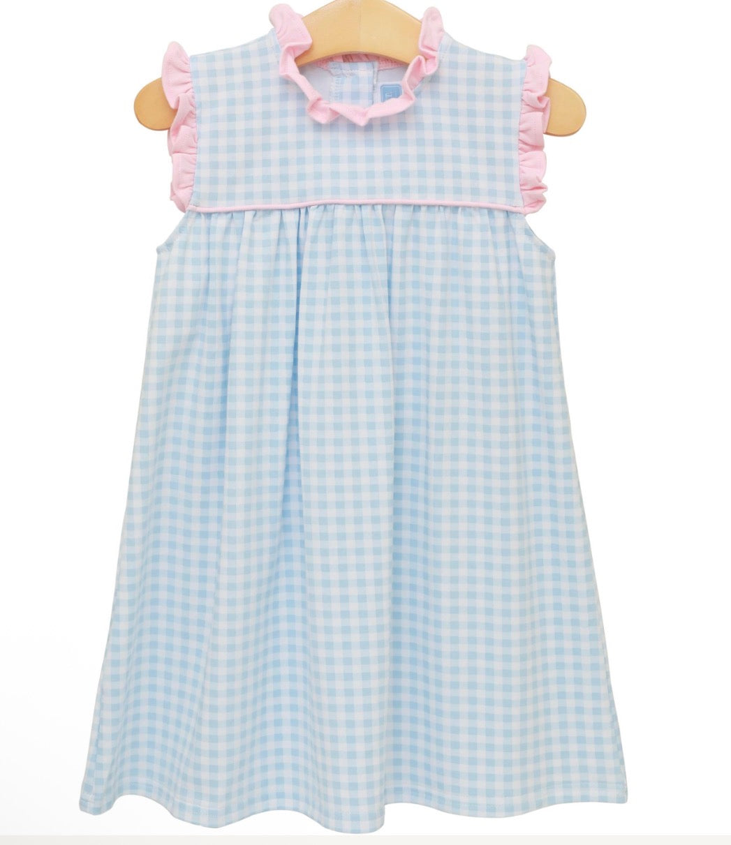 Meredith Dress-Light Blue Gingham/Light Pink