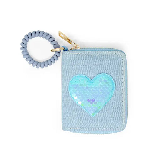 Wallet, Blue Sequin Heart