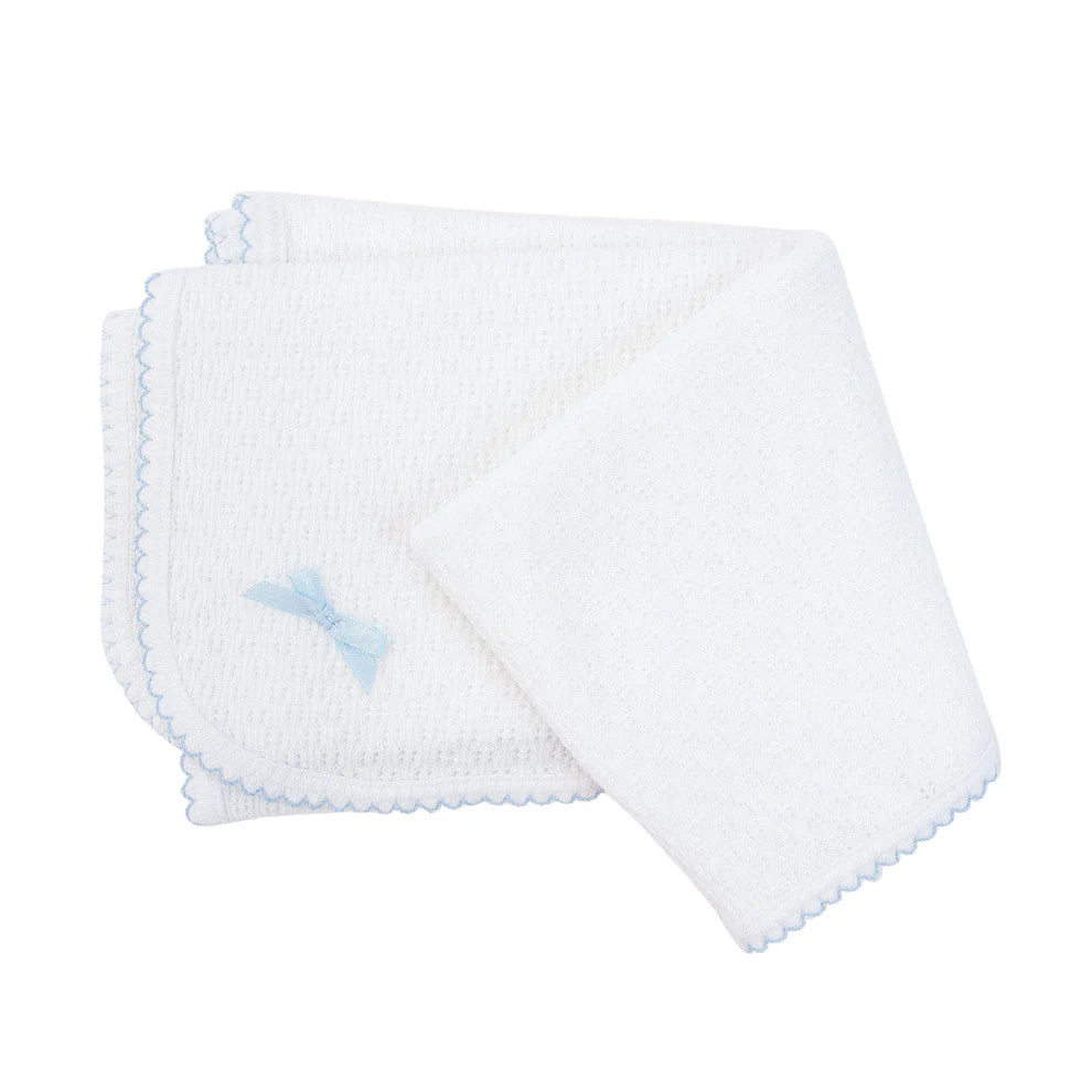 Knit Swaddle Blanket, Blue(no bow)