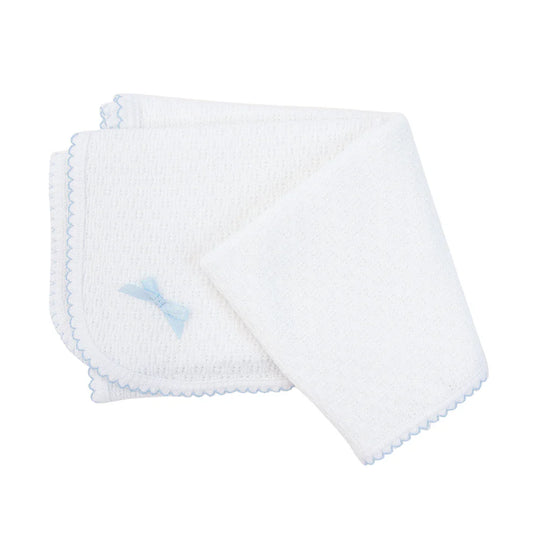 Knit Swaddle Blanket, Blue(no bow)