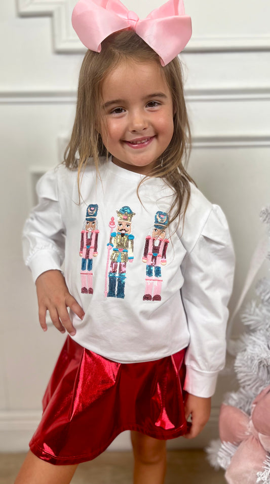 Sequin Nutcracker LS Tee
