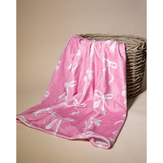 Hannah Bow Throw Pink