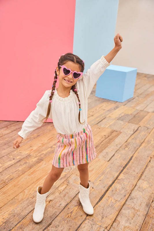 Mini Skirt Wavy Pink Multi Wool