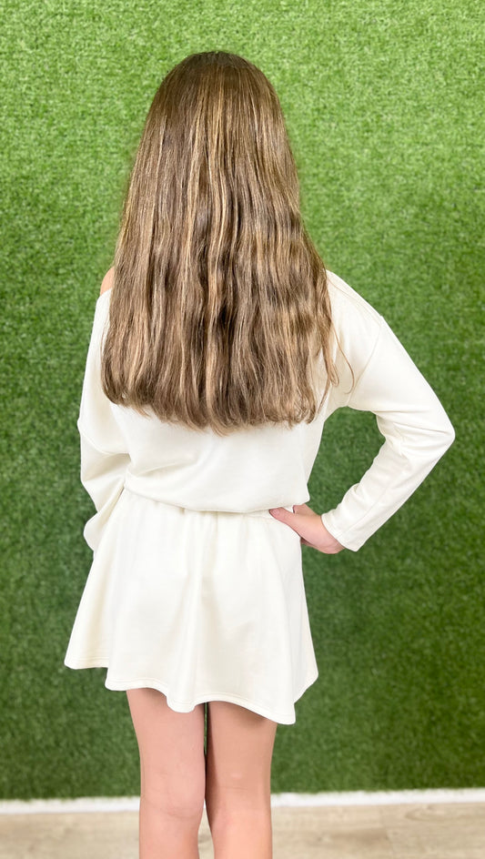 Boat Neck Dress, Cream