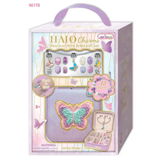 Halo Charms Bracelet and Jewelry Case Butterfly