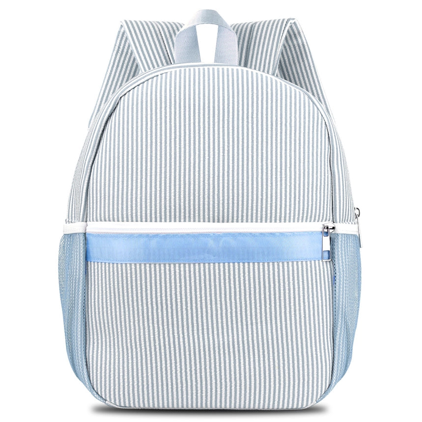 Seersucker Backpack, Light Blue