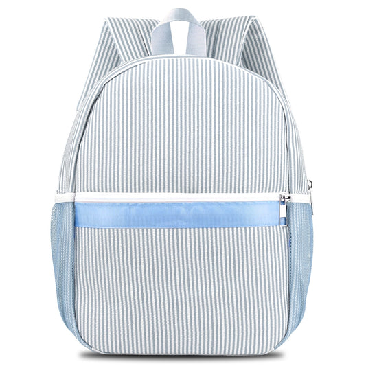 Seersucker Backpack, Light Blue