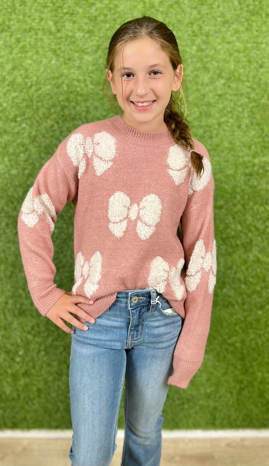 Mauve Ribbon Bow Pullover