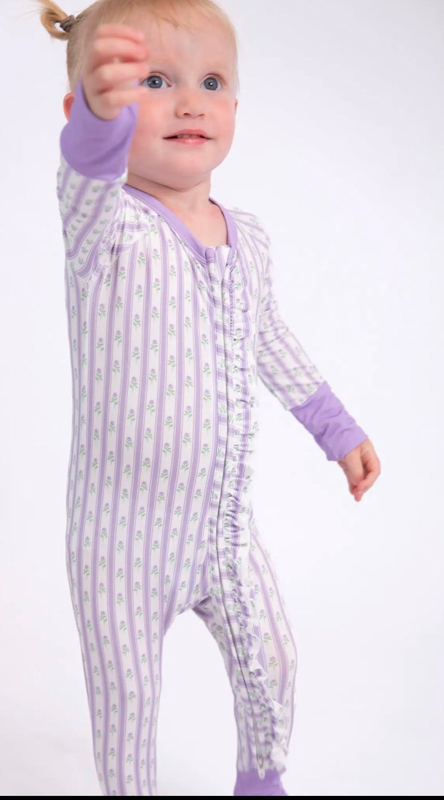 LS Zip Pajamas, Lilac Ribbons