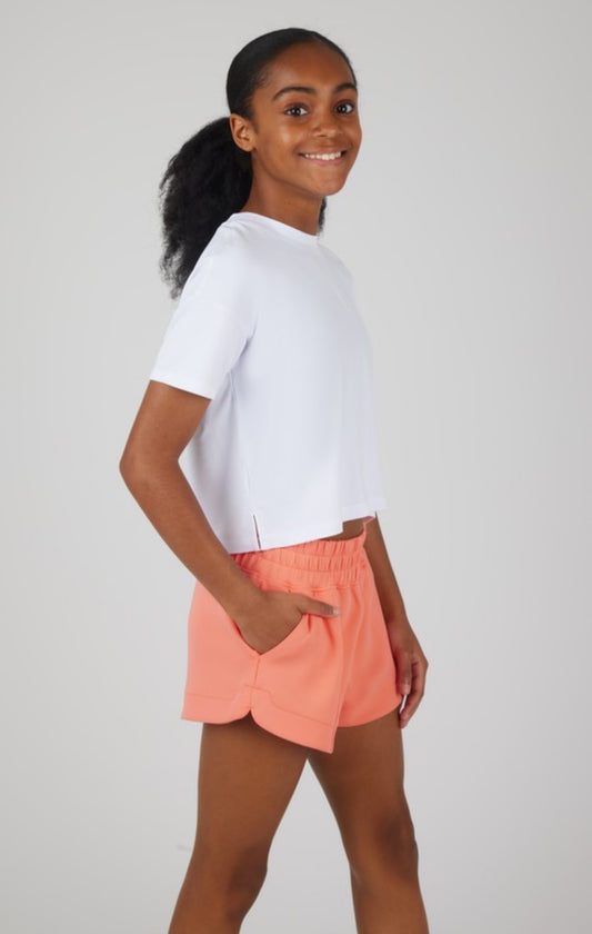 White/Coral Boxy T Shirt and Short Set