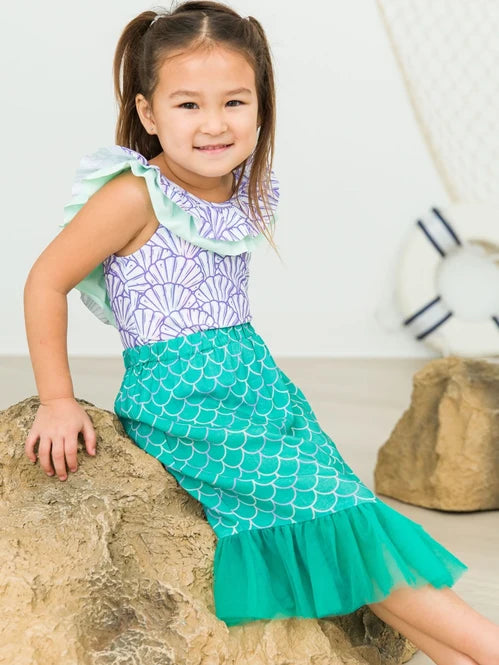 Sparkle Scales Mermaid Tail Skirt Cover Up
