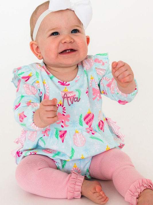 Ornament Knit Long Sleeve Flutter Bubble