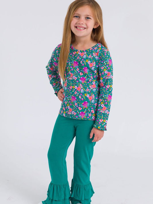 Knit Long Sleeve Ruffle Sleeve Top