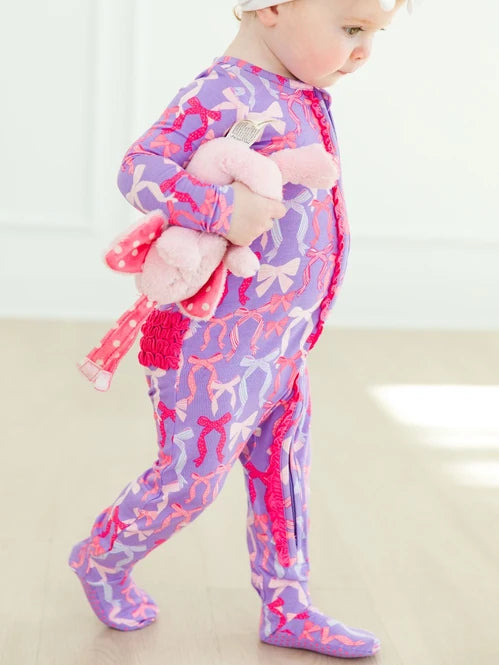 Rosy Ribbons Footie Pajamas