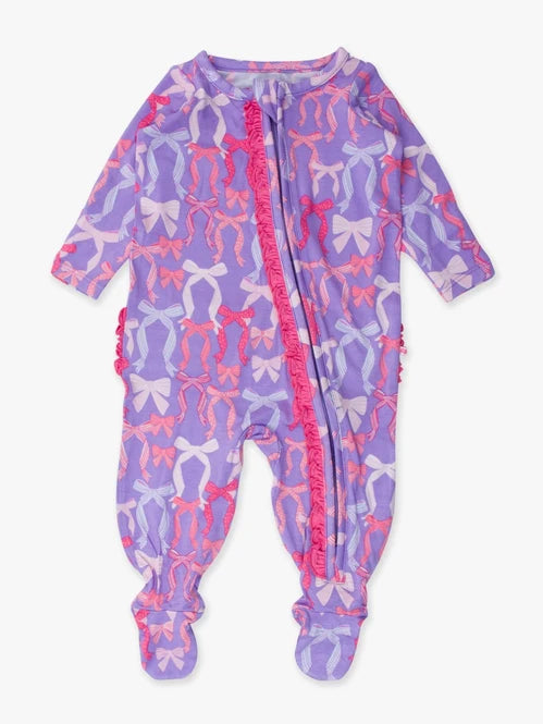 Rosy Ribbons Footie Pajamas