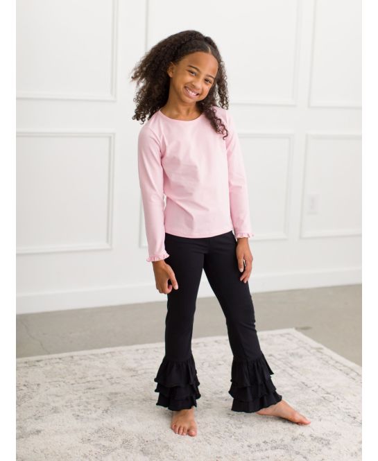 Baby Ruffle Flare Pants, BLACK