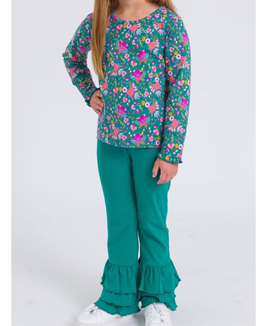 Baby Ruffle Flare Pants, EMERALD GREEN