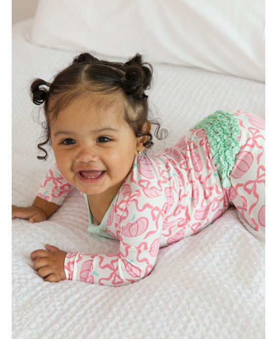 Ruffle One Piece Footie Pajama, Bamboo Viscose