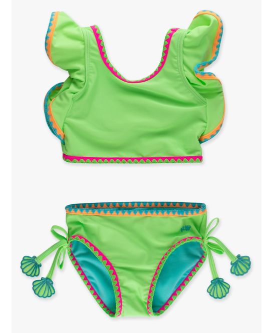 Crochet Detail Butterfly Tankini 2-Piece Swimsuit, NEON HONEYDEW
