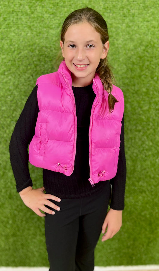 Puffer Vest, Neon Pink