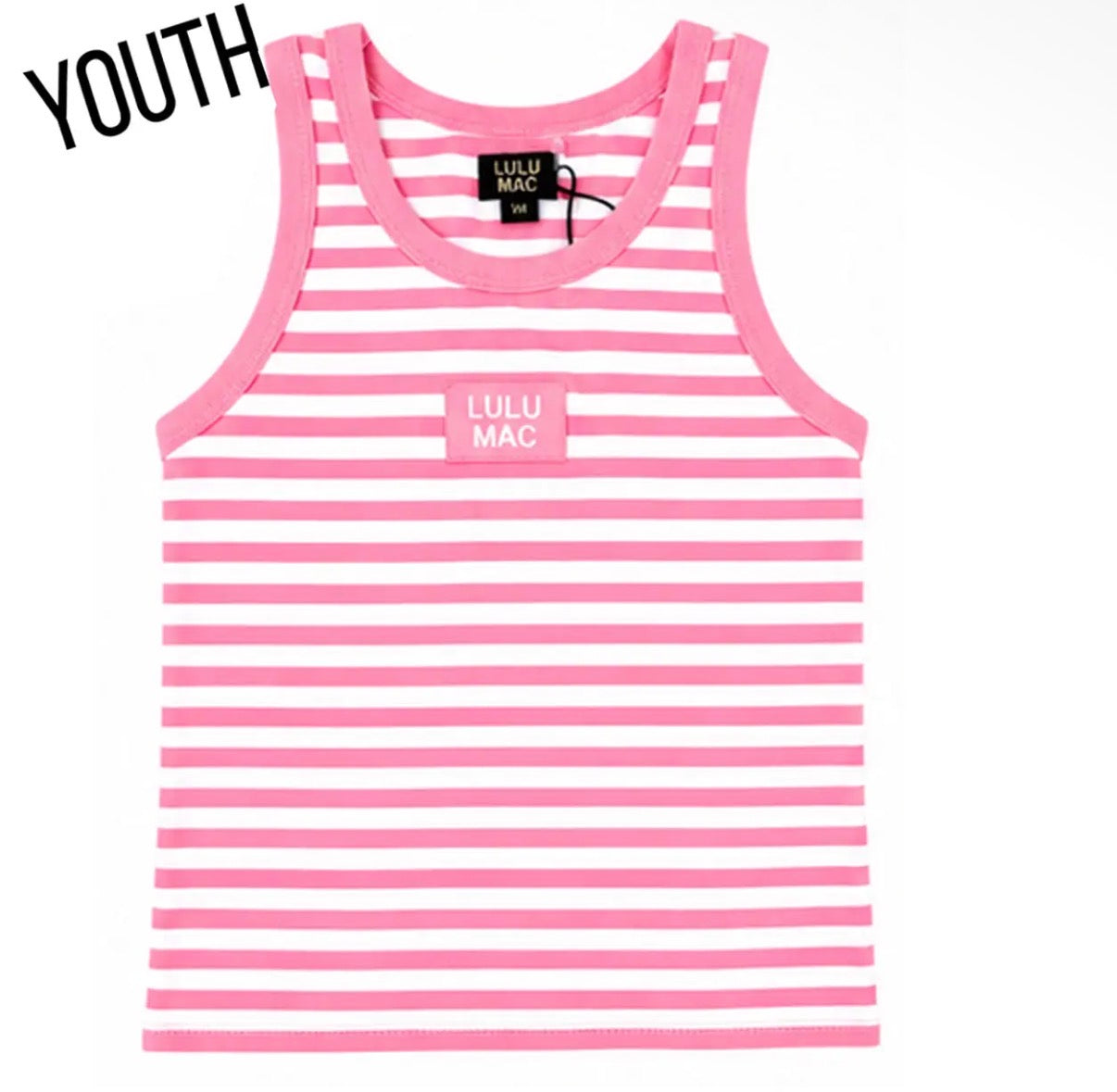 Lulu Mac Stripe Patch Tank, Neon Pink