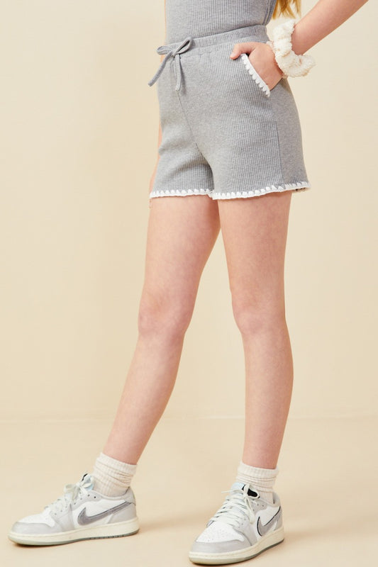 Grey Crochet Ribbed Knit Boxers