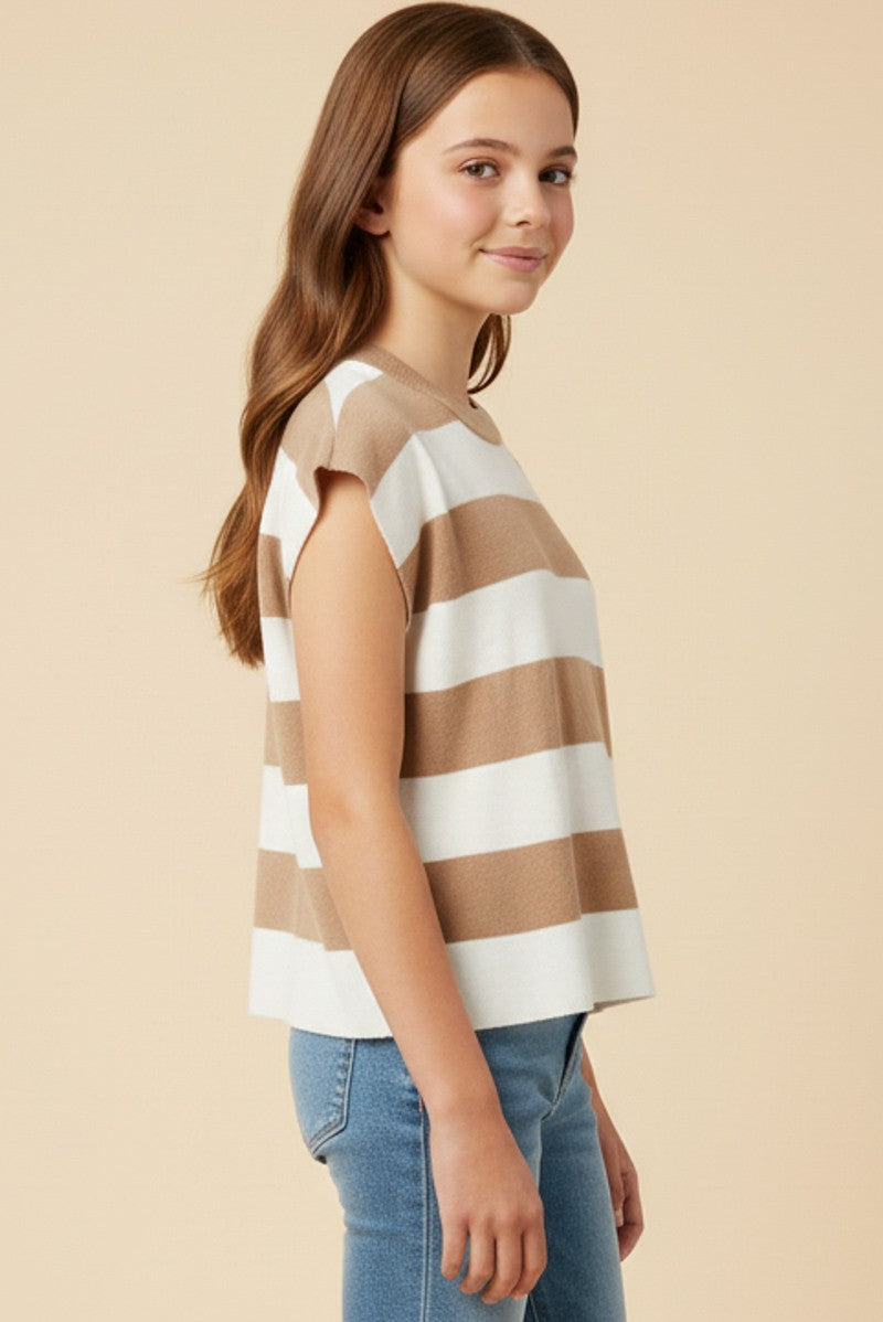 Taupe Stripe Sweater Boxy Tank