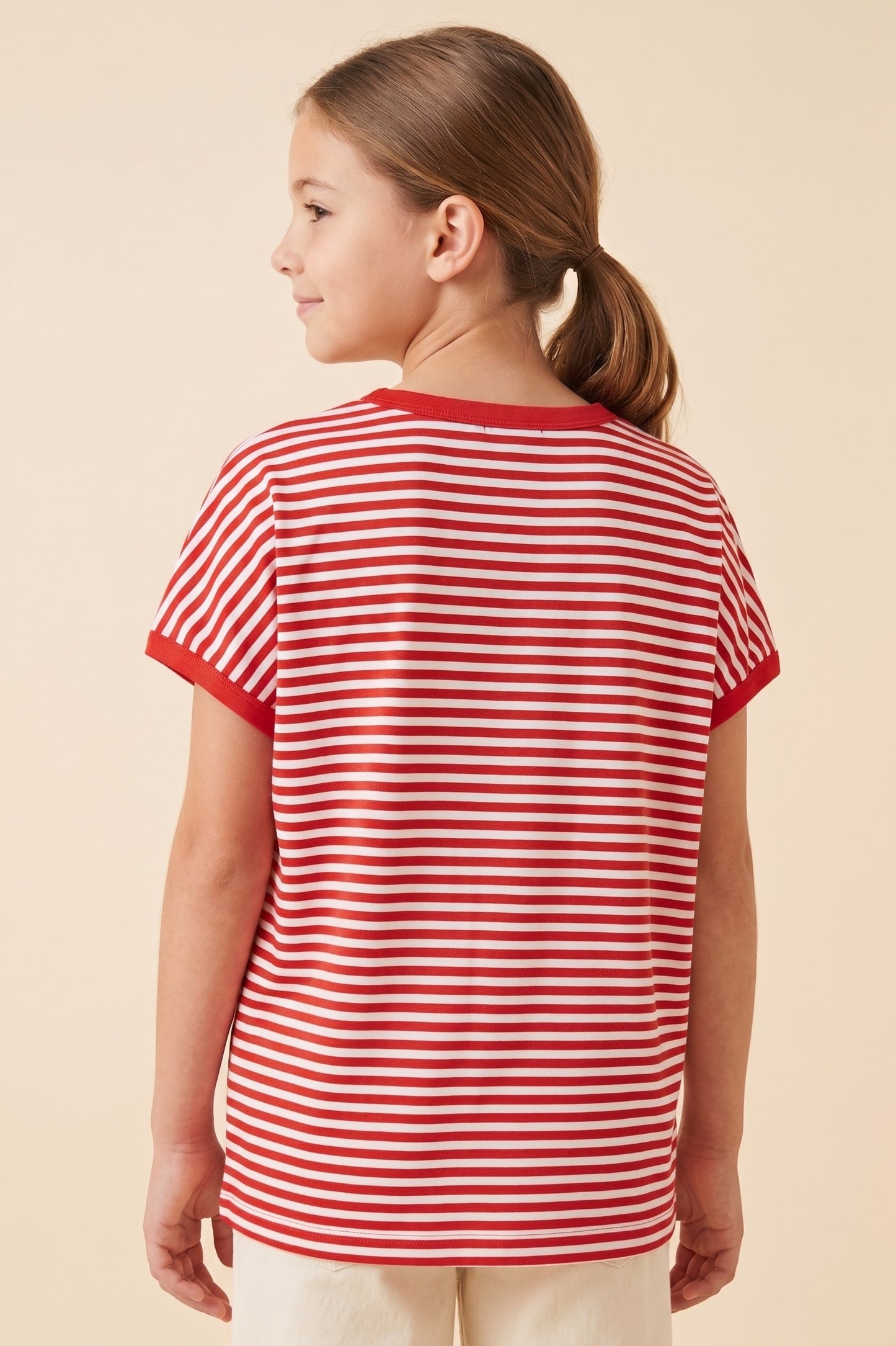 Red Game Day Striped Football Patch Tee