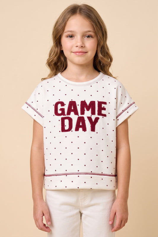 Red Polka Dot Game Day Top