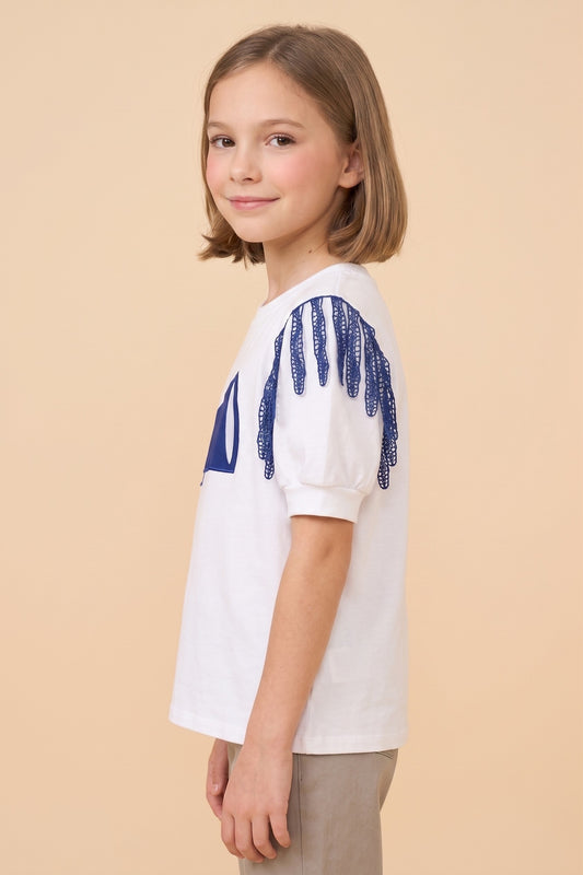 Blue Fringe Megaphone Patch Tee