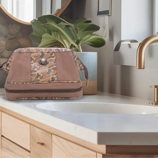 Canvas Toiletry Bag, Brown/Tan Buck