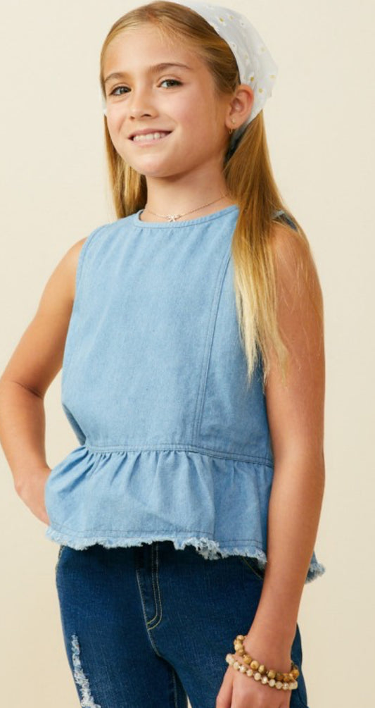 Light Denim Peplum Tank