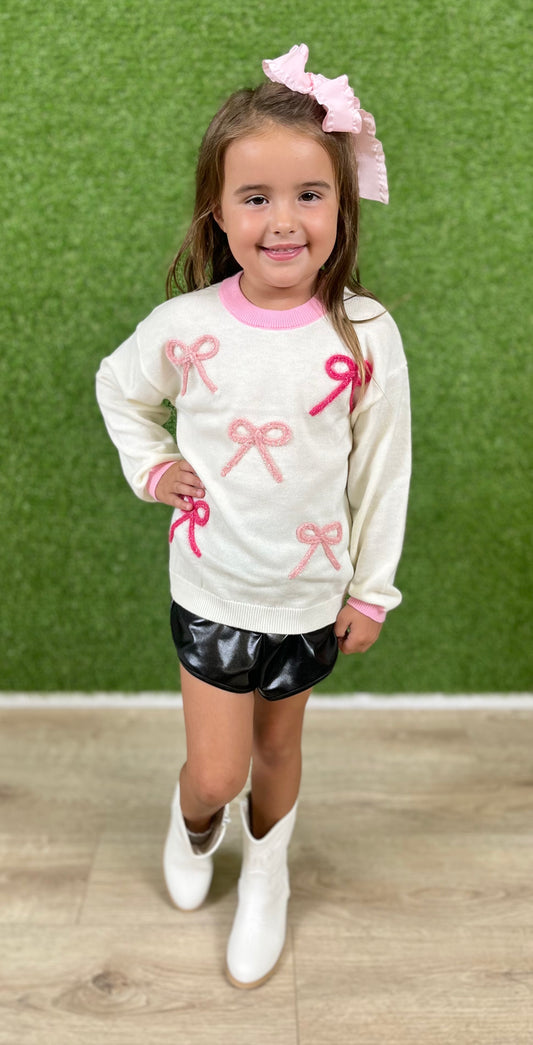 Cream Sweater Pink Bows