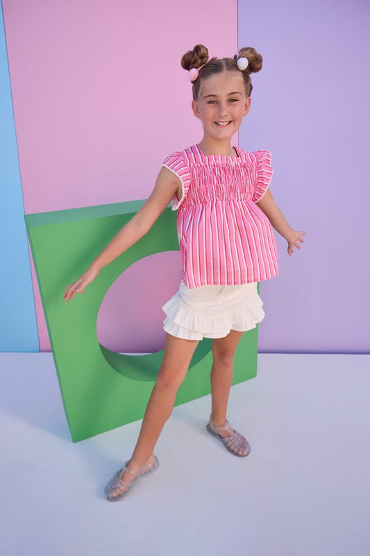 Chloe Top- Saltwater Taffy Stripe