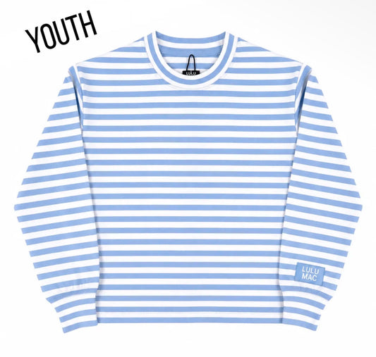 Lulu Mac Stripe Patch Long Sleeve Tee, Light Blue