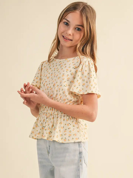 Flutter Sleeve Peplum Top