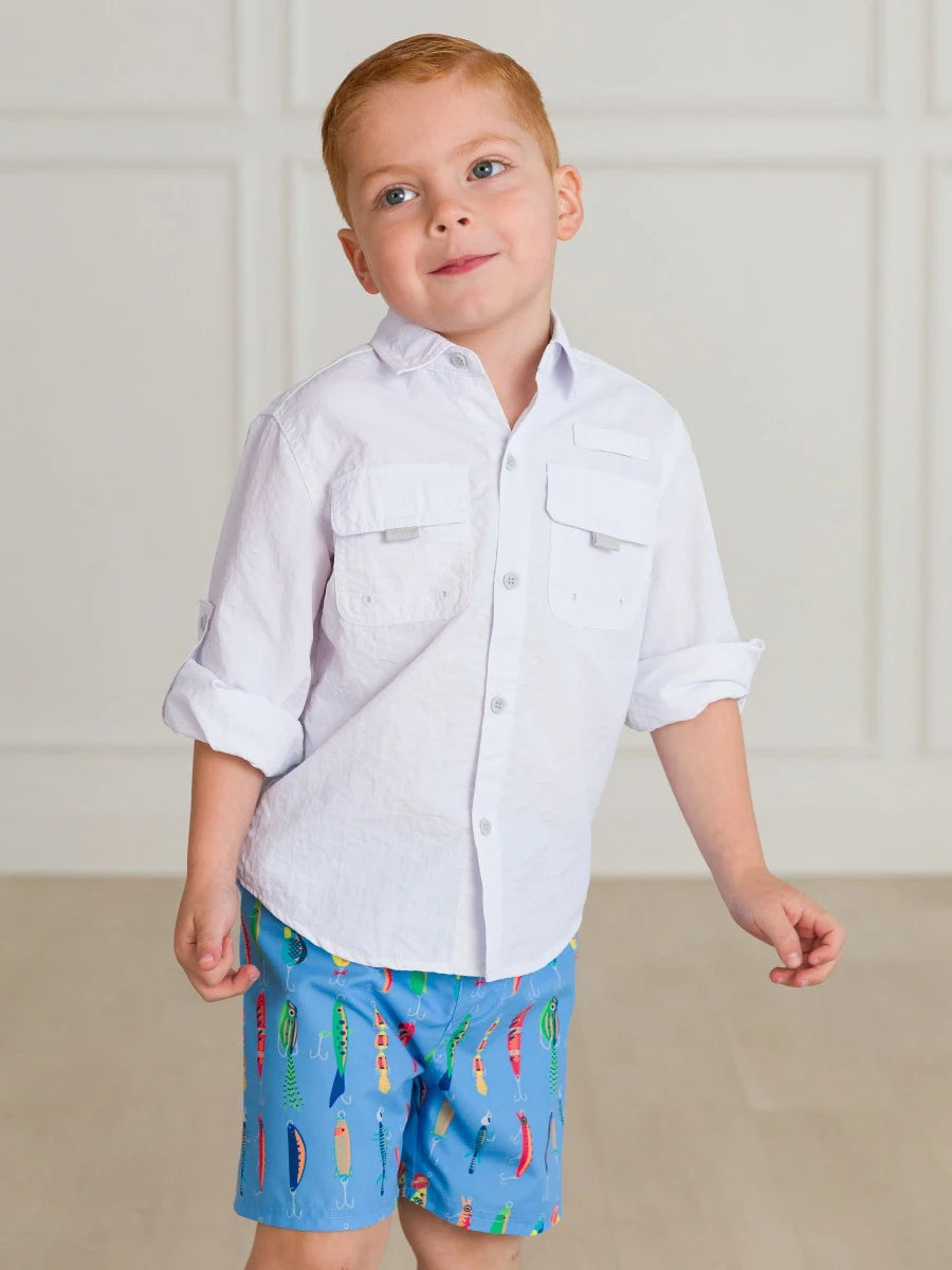 Gone Fishin Swim Trunks