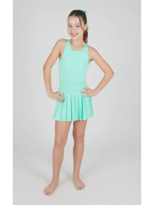 Ice Green Racerback Tank, Pleated Skort and Scrunchie SET