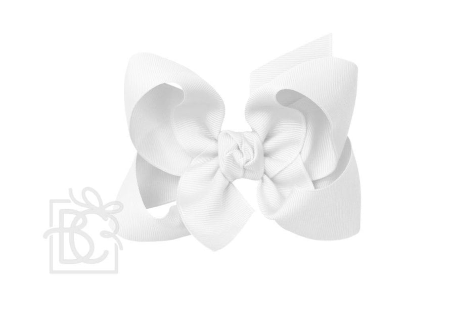 Signature Grosgrain Bow on Alligator Clip 4.5" Large , White