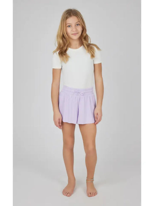 Pastel Lilac Rib Flutter Running Short
