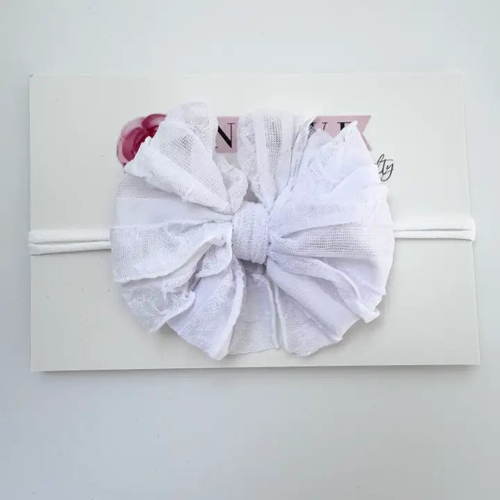 Skinny Mini Ruffle Headband-White